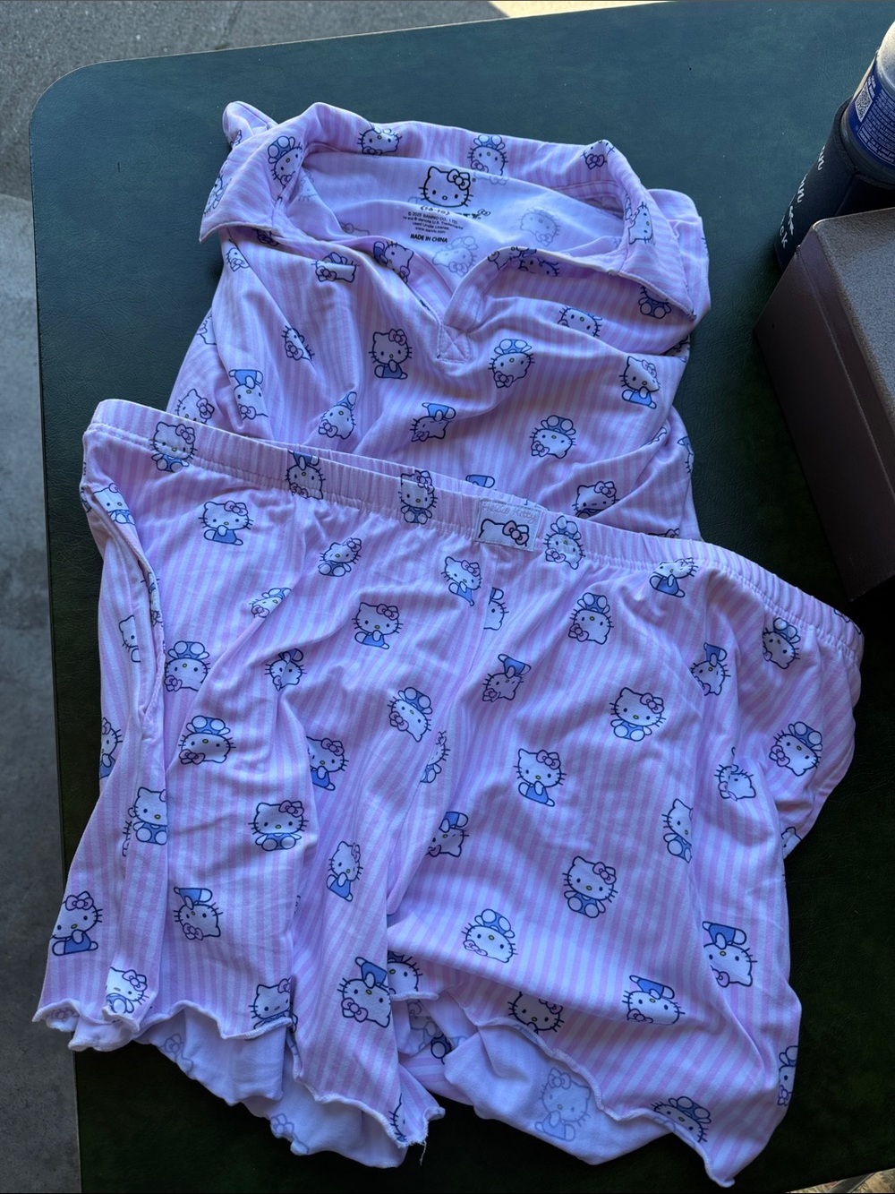 Hello Kitty Lavender Pink Striped Pajama Set